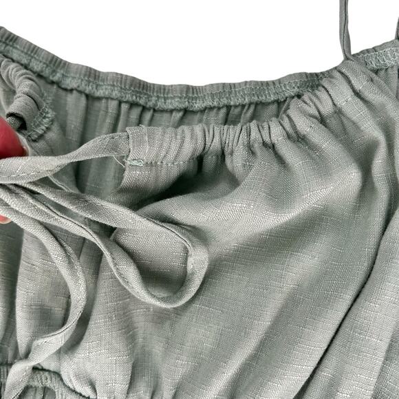 Spaghetti Strap Babydoll Cami Top Womens L Sage Green Spring Peplum Fairycore - Picture 8 of 16